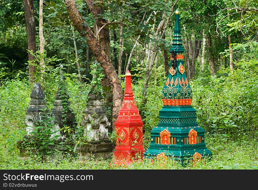 Tombstones in rural Thailand