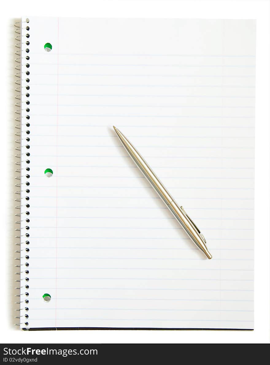 Blank spiral notepad isolated on white