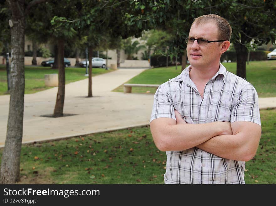 Portrait of a handsome young man outdoor