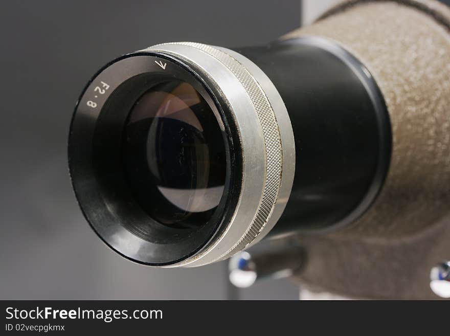 Close View of Retro Slide Projector Lens and focus ring. Close View of Retro Slide Projector Lens and focus ring