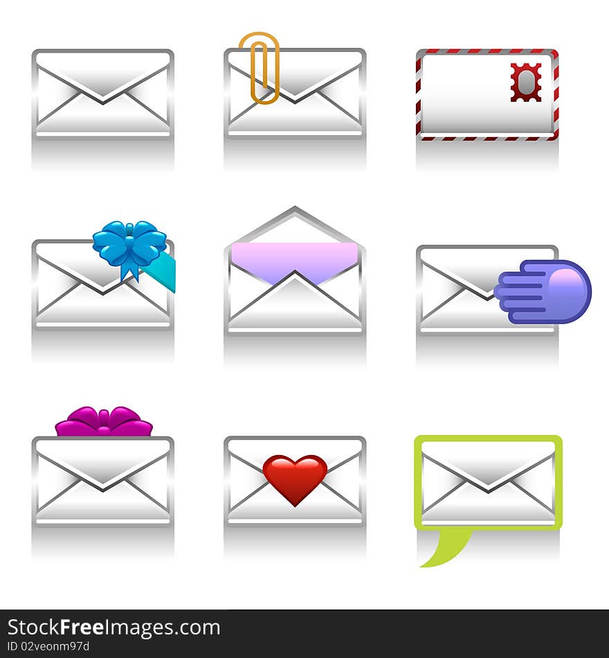 Set of mail icons illustration vector