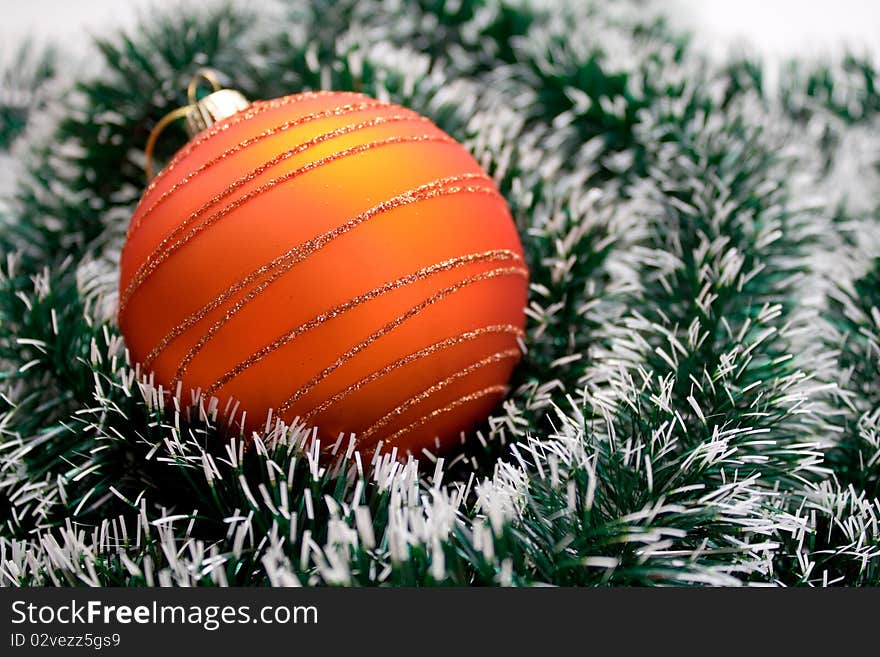 Christmas Ball on green garland