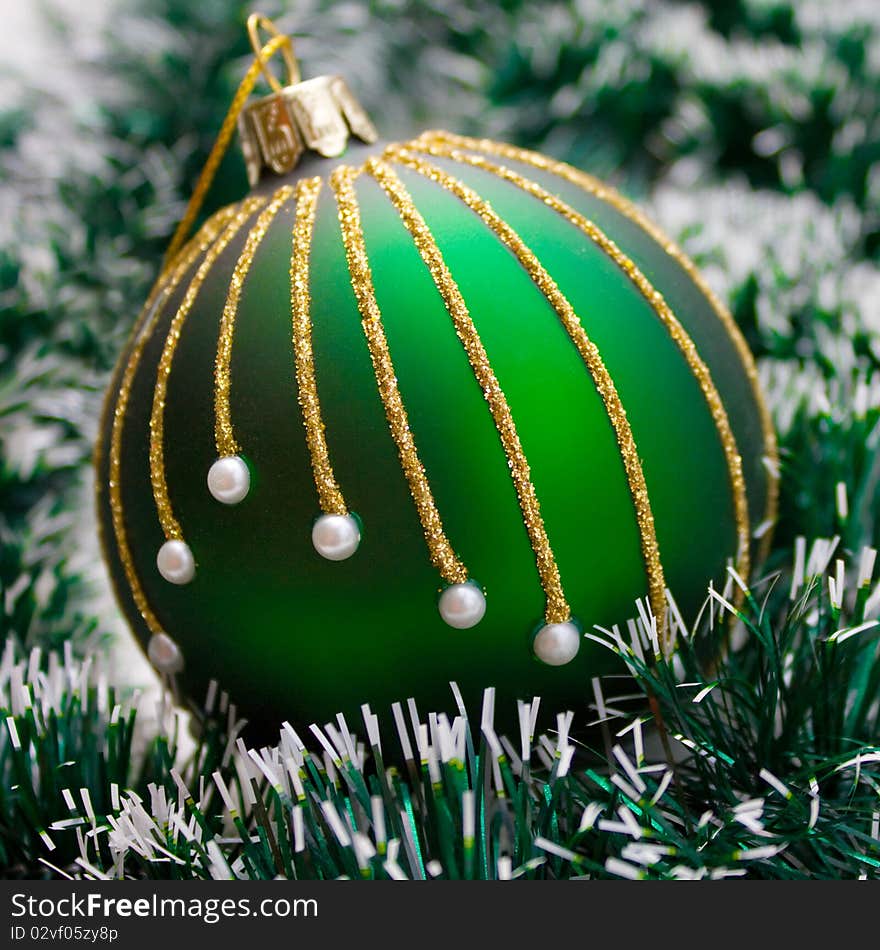 Christmas, Ball on green garland