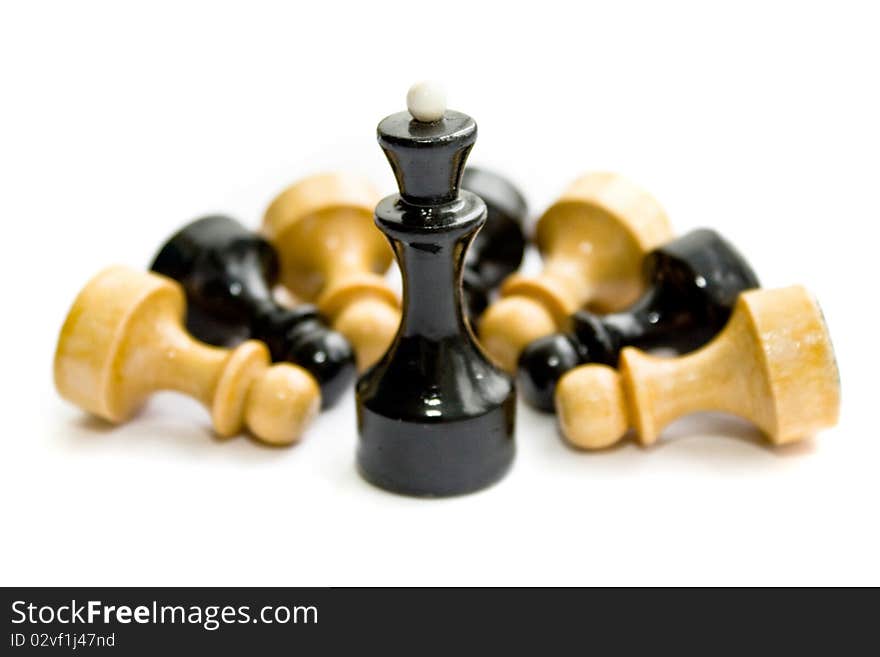 Old chess isolated on white background