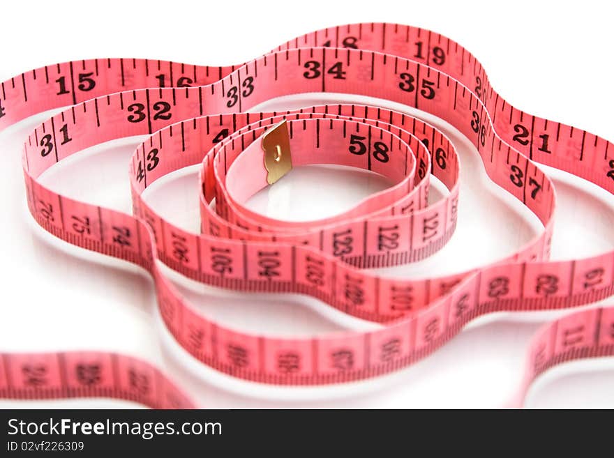 Pink Measuring Tape On White