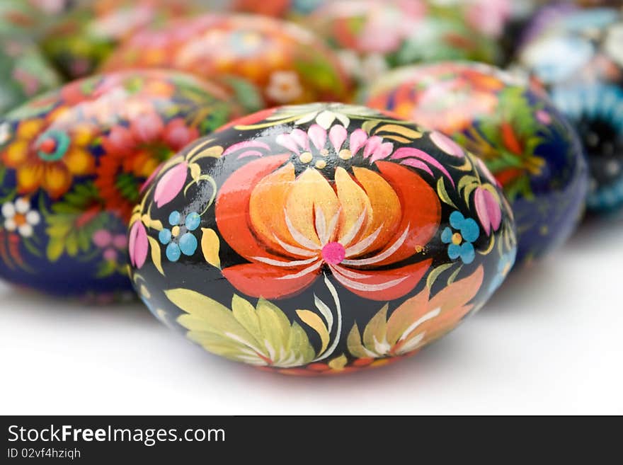 Easter eggs on white