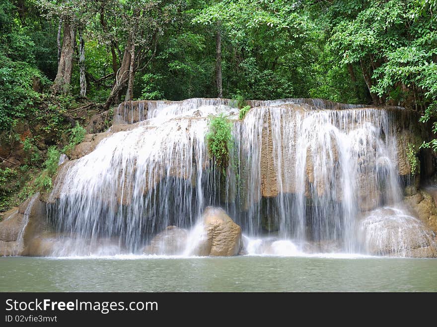 Waterfall Erawan, in Kanchanabury, Thailand. Waterfall Erawan, in Kanchanabury, Thailand