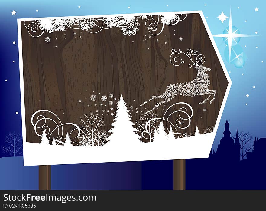 Christmas Signboard. All elements and textures are individual objects. Vector illustration scale to any size. Christmas Signboard. All elements and textures are individual objects. Vector illustration scale to any size.