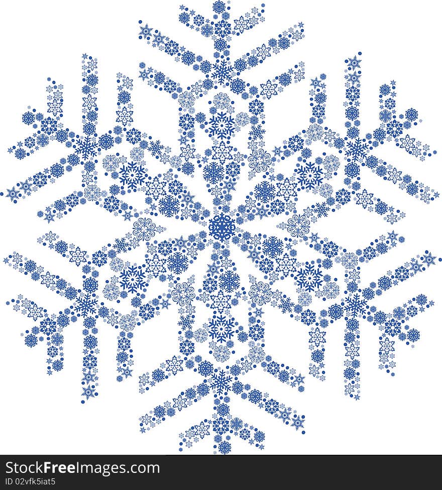 Snowflakes.  All elements and textures are individual objects. Vector illustration scale to any size.