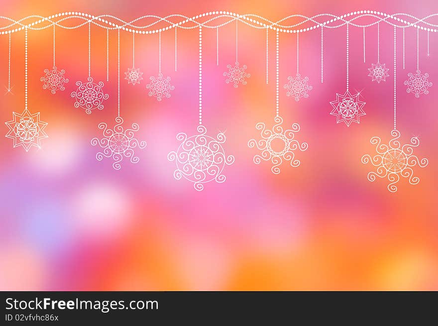 Holiday ornament on the lilac-pink background