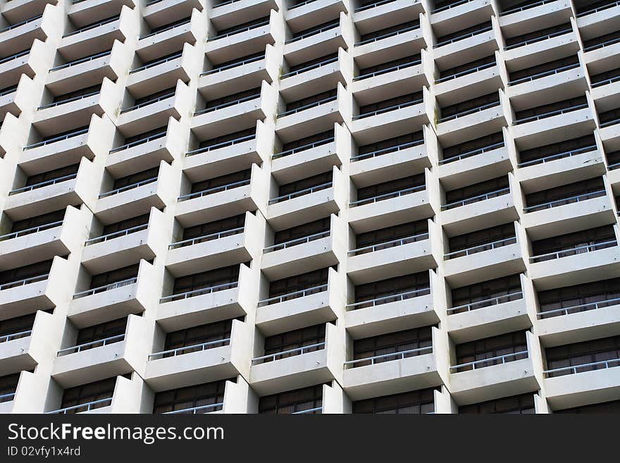 Abstract of highrise hotel building