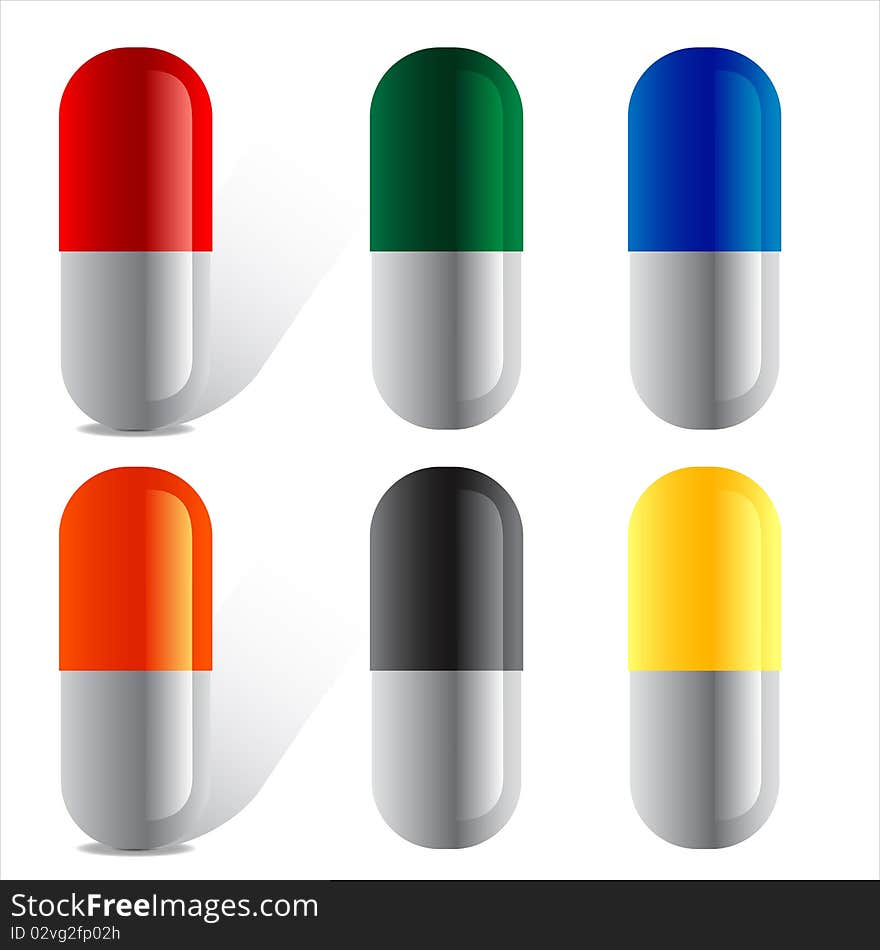 Colorful pills isolated on white vector. Colorful pills isolated on white vector