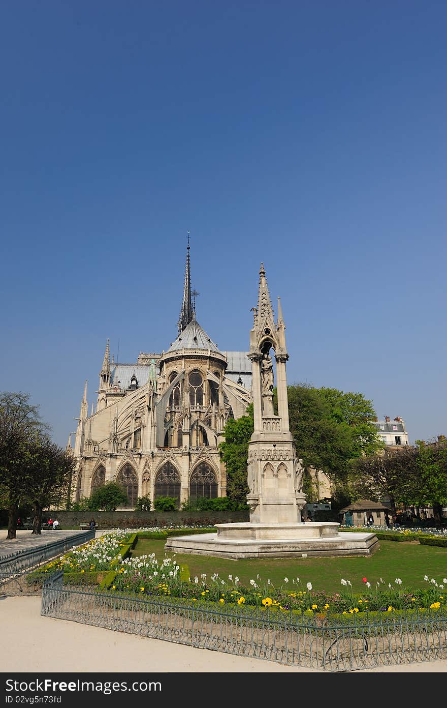 Notredame Cathedral on blu sky day. Notredame Cathedral on blu sky day