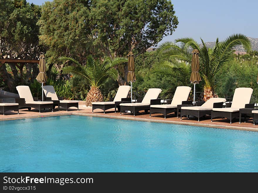 Swimming pool on Crete, small paradise island of Greece