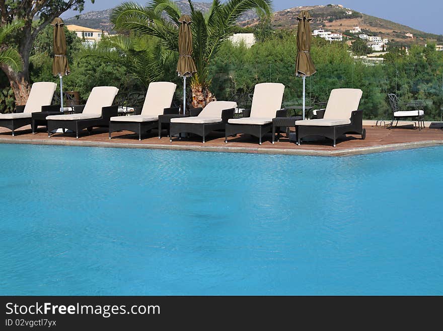 Swimming pool on a small island of Crete