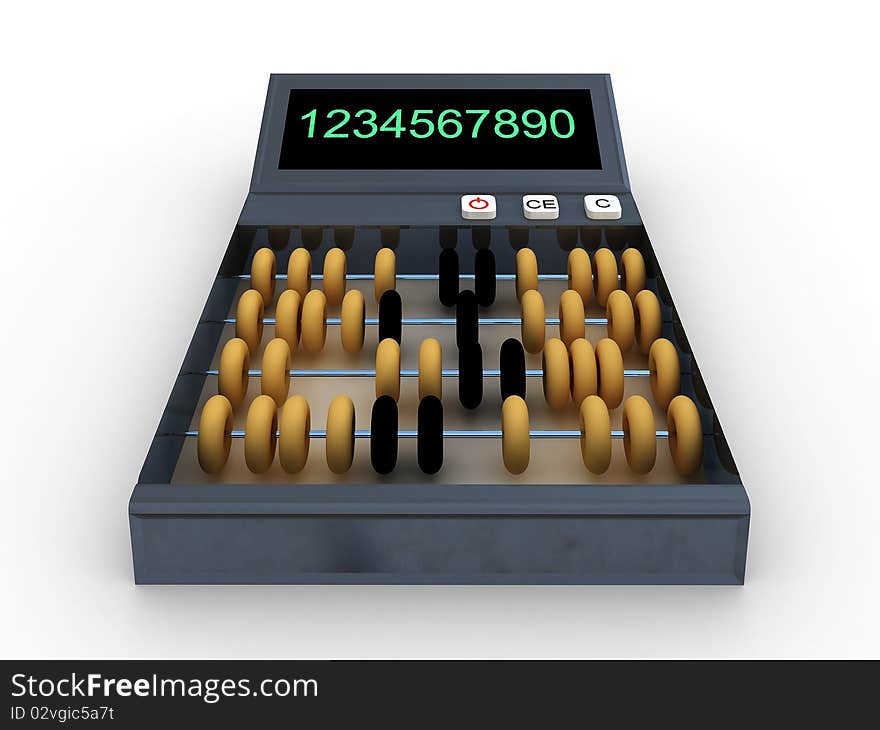 Calculator-abacus isolated on white background