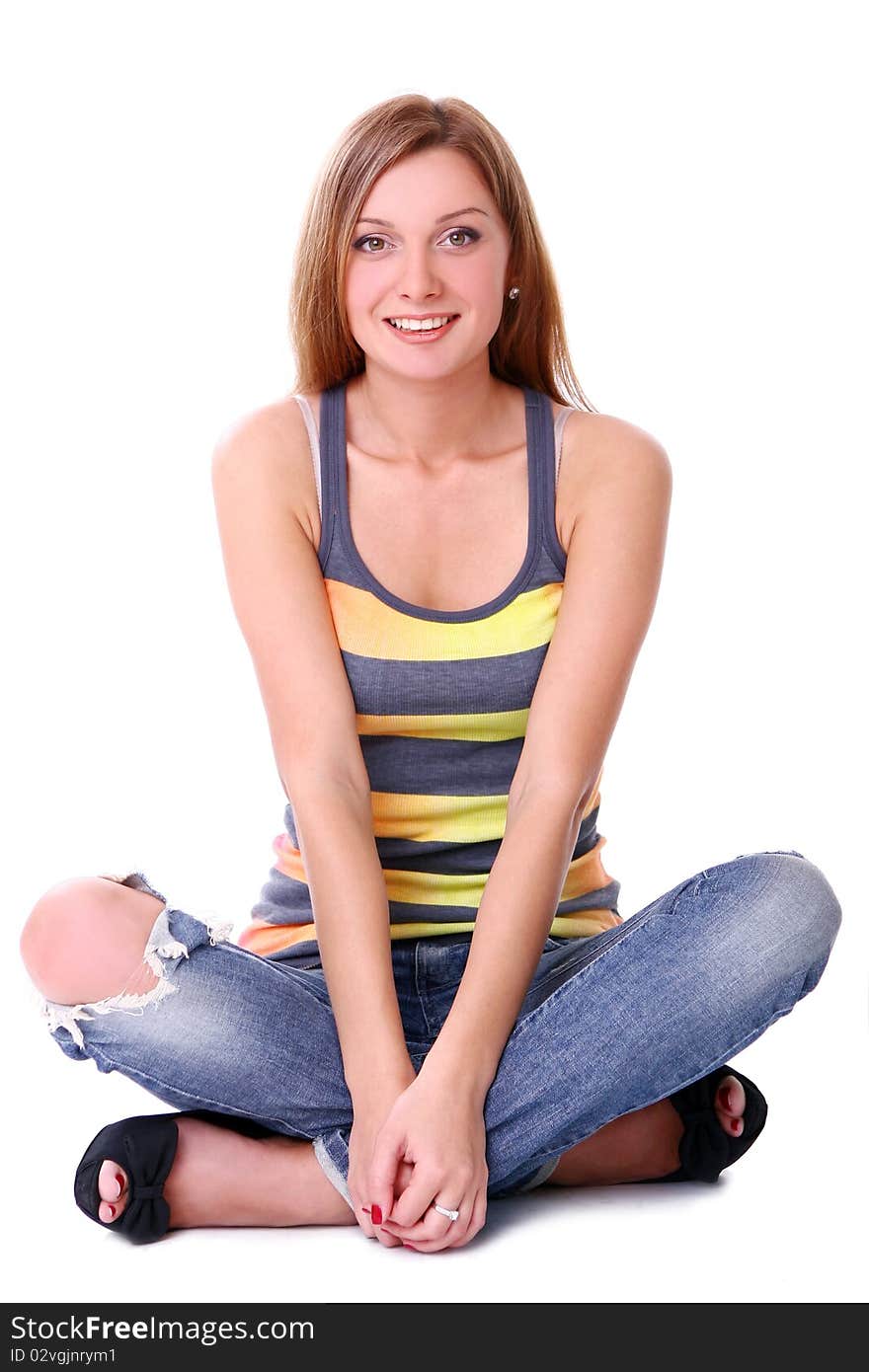 Closeup portrait of cute young girl smiling