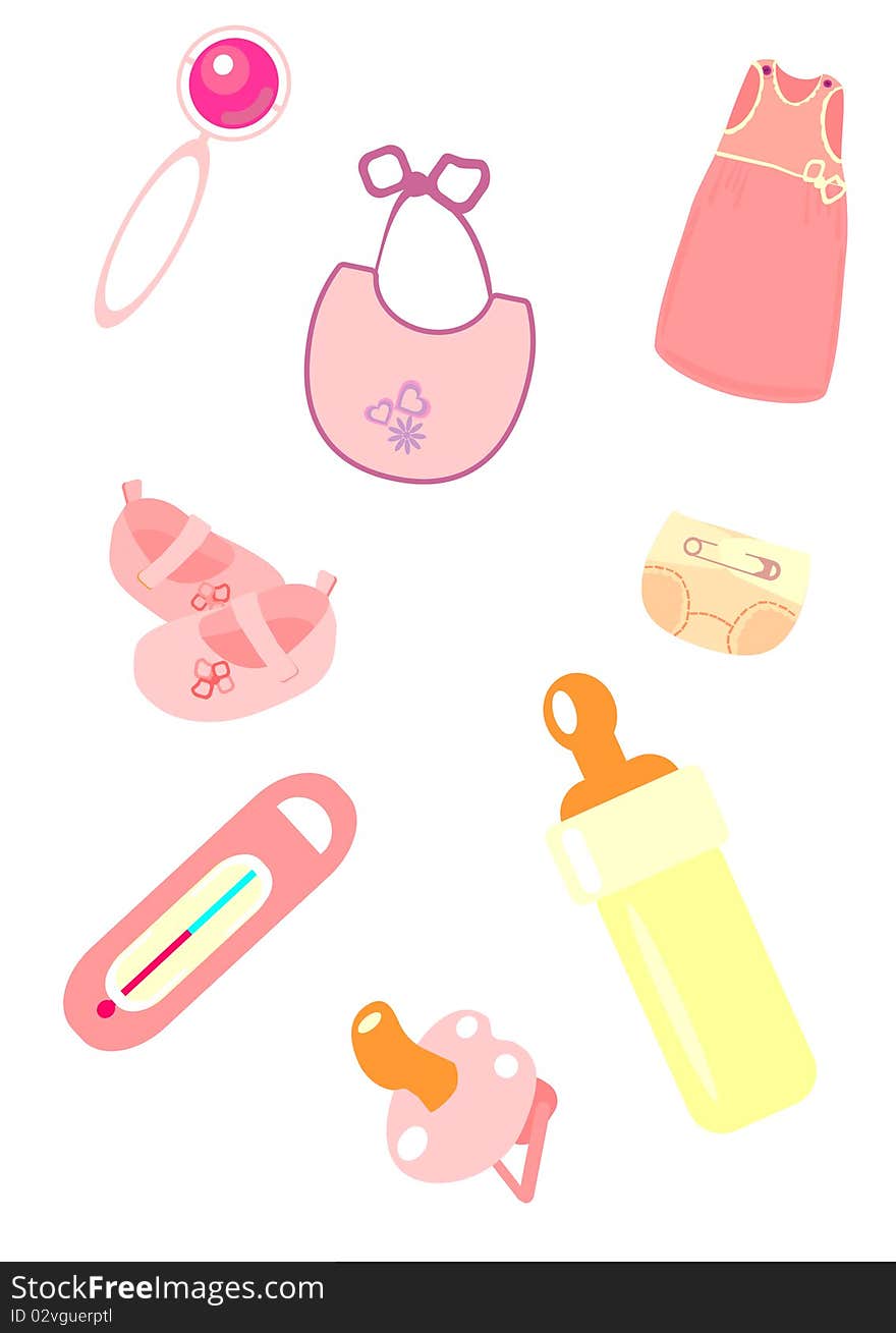 The image of child accessories. vector illustration. The image of child accessories. vector illustration