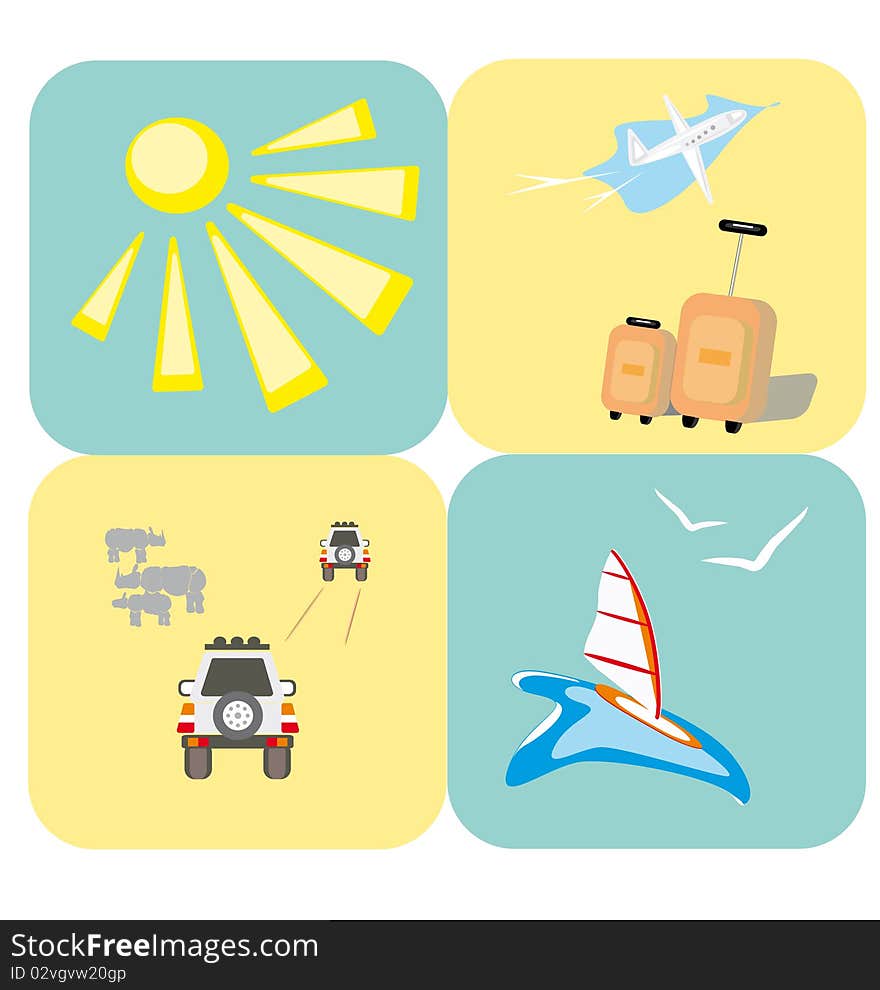 Rest and travel icons. vector illustration