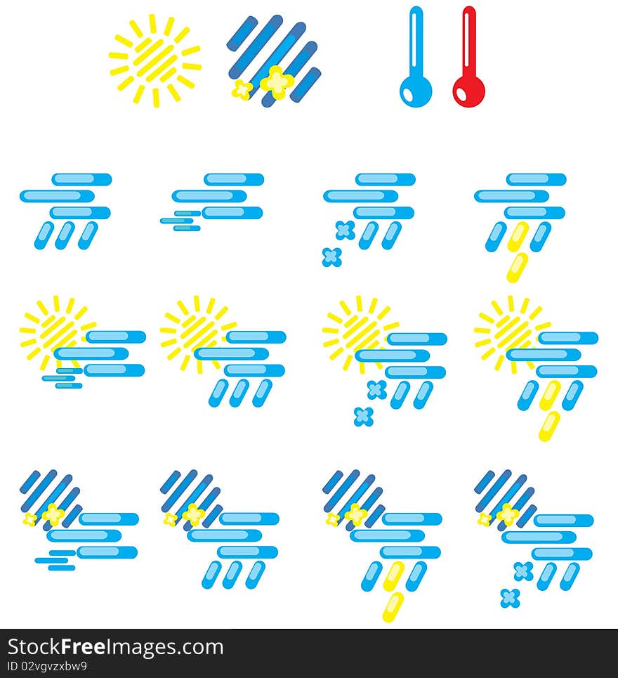 The image of symbols of weather. A vector illustration. The image of symbols of weather. A vector illustration