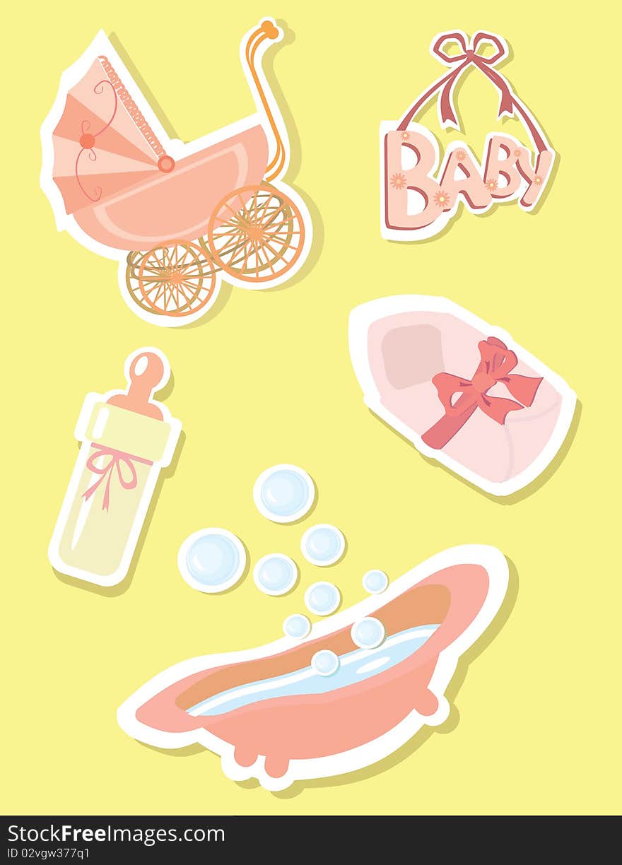 The image of children's accessories. A vector illustration. The image of children's accessories. A vector illustration