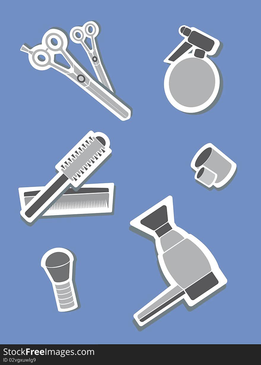 The image of  hairdressing accessories. vector illustration. The image of  hairdressing accessories. vector illustration