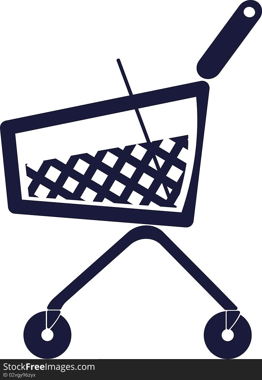 The image of the shopping cart. A vector illustration. The image of the shopping cart. A vector illustration