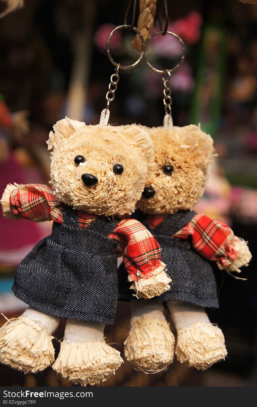 Key Chain of toy teddy bear in a store