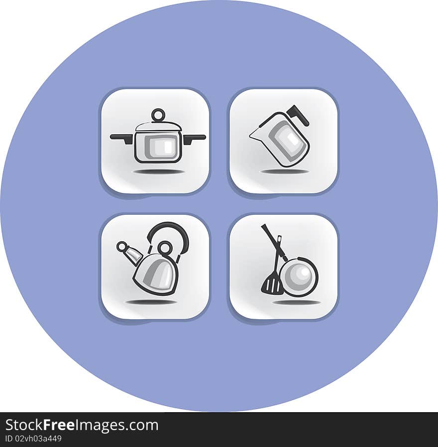 Ware and accessories for kitchen icons