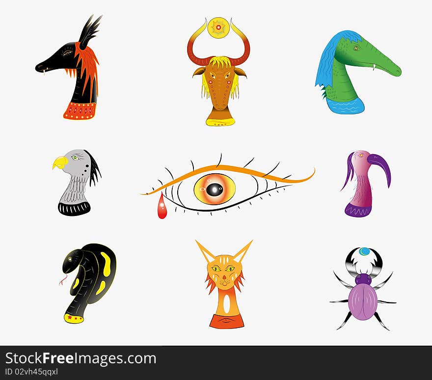 Various animals of Egypt. Illustration.Vector.