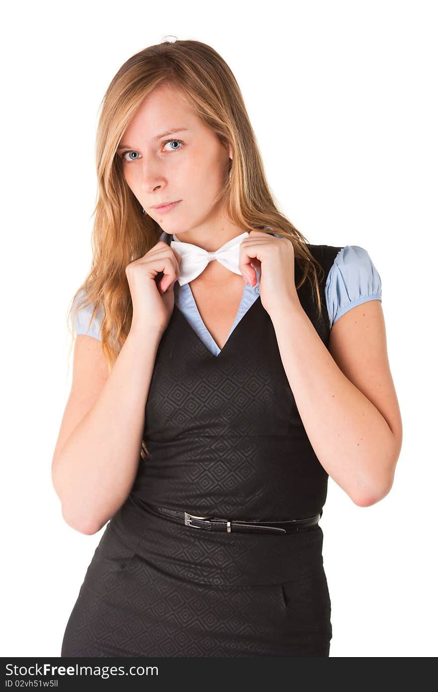 Young woman in a bow tie