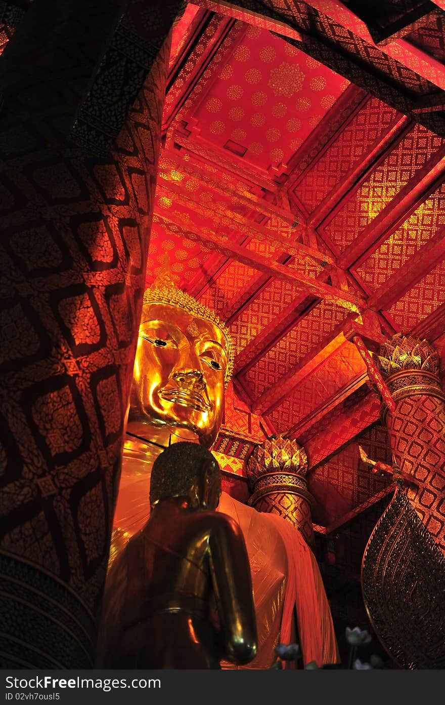 Golden Buddha in wat pha nan cheng temple, ayutthaya, thailand. Golden Buddha in wat pha nan cheng temple, ayutthaya, thailand