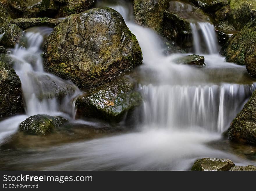 Waterfalls on a small lake. Waterfalls on a small lake