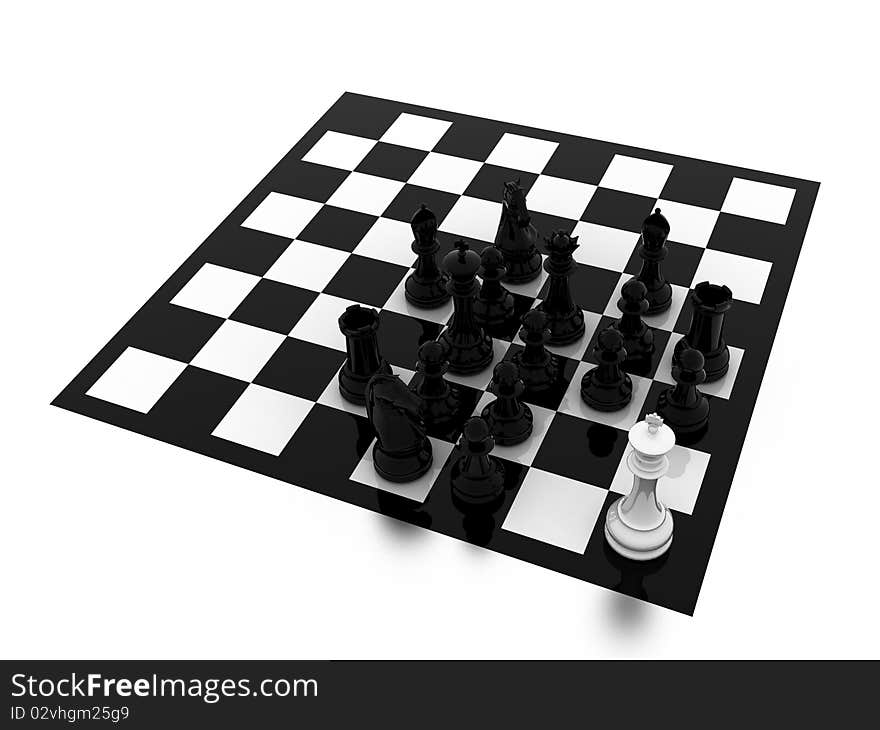 Illustration of figures for game in chess on a board