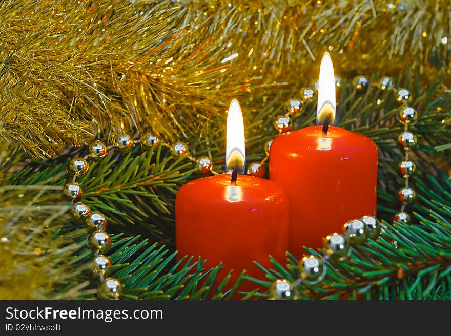 Christmas decoration with red candle lights