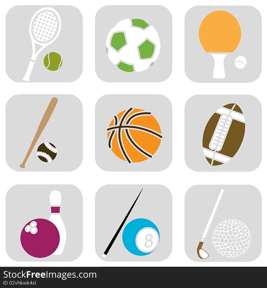 vector set of sport ball icons