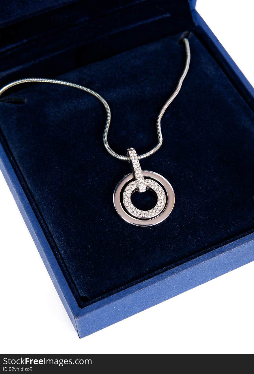 Luxury necklace in box with white background