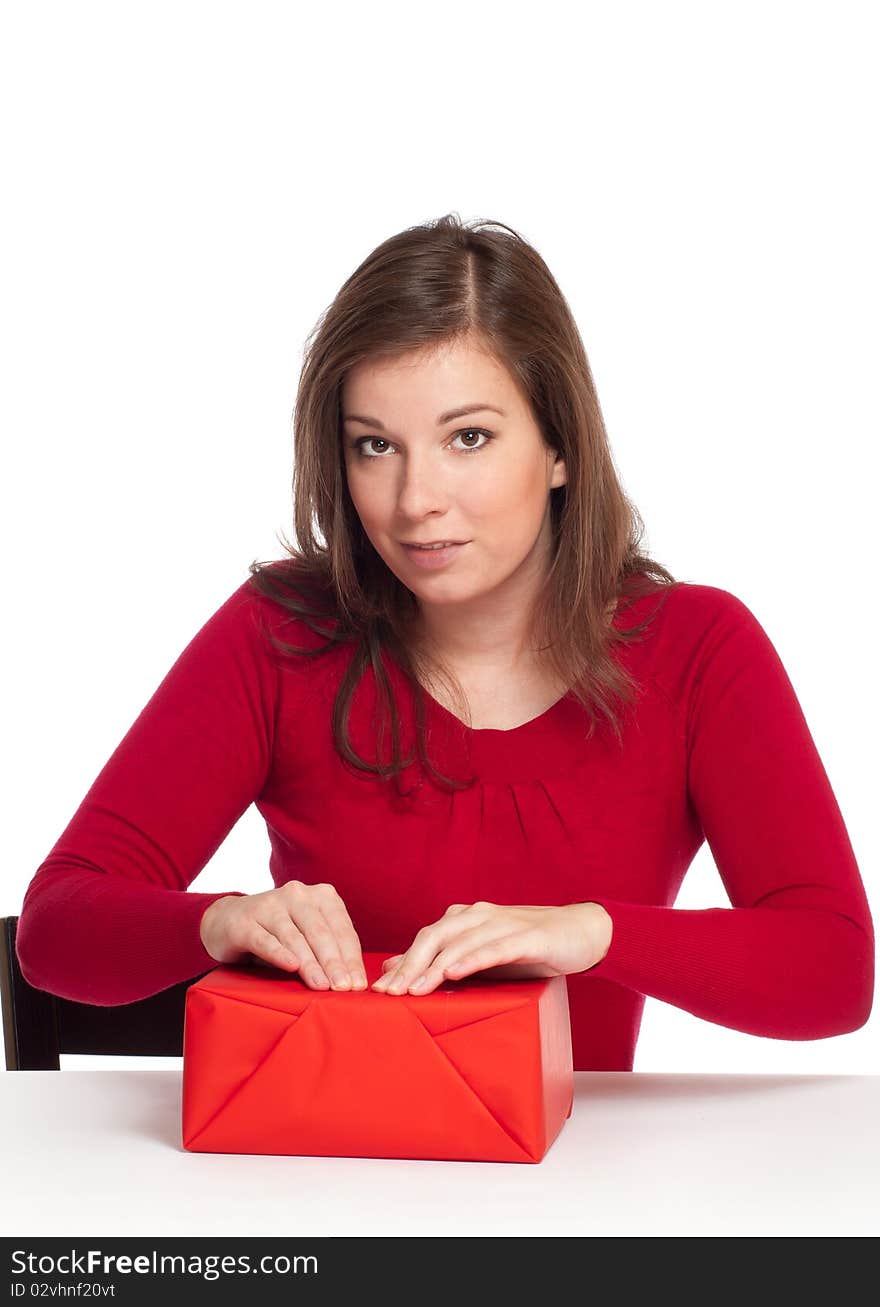 Women wrapping with white background