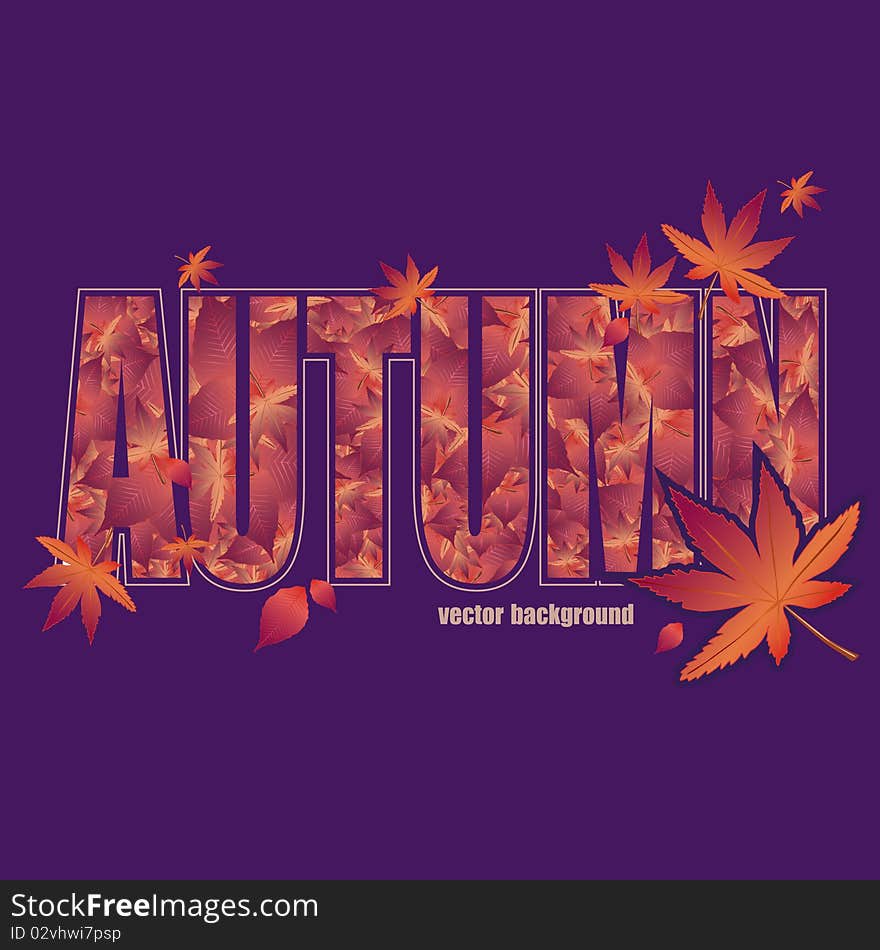 Autumn. Vector background in pink. Vector illustration.