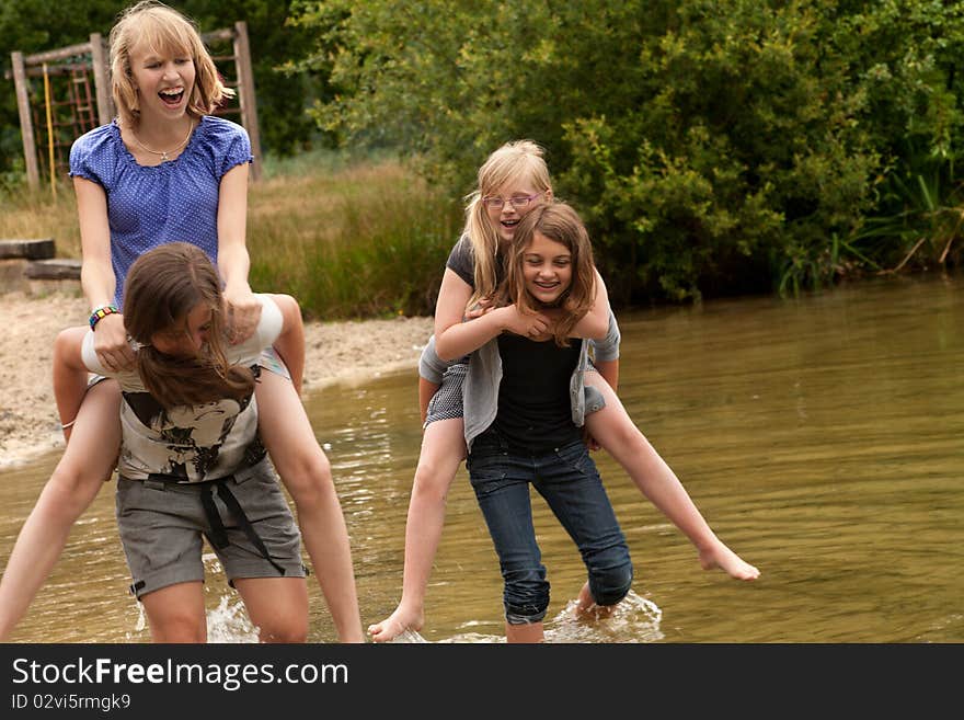 Group of young girls are having fun. Group of young girls are having fun