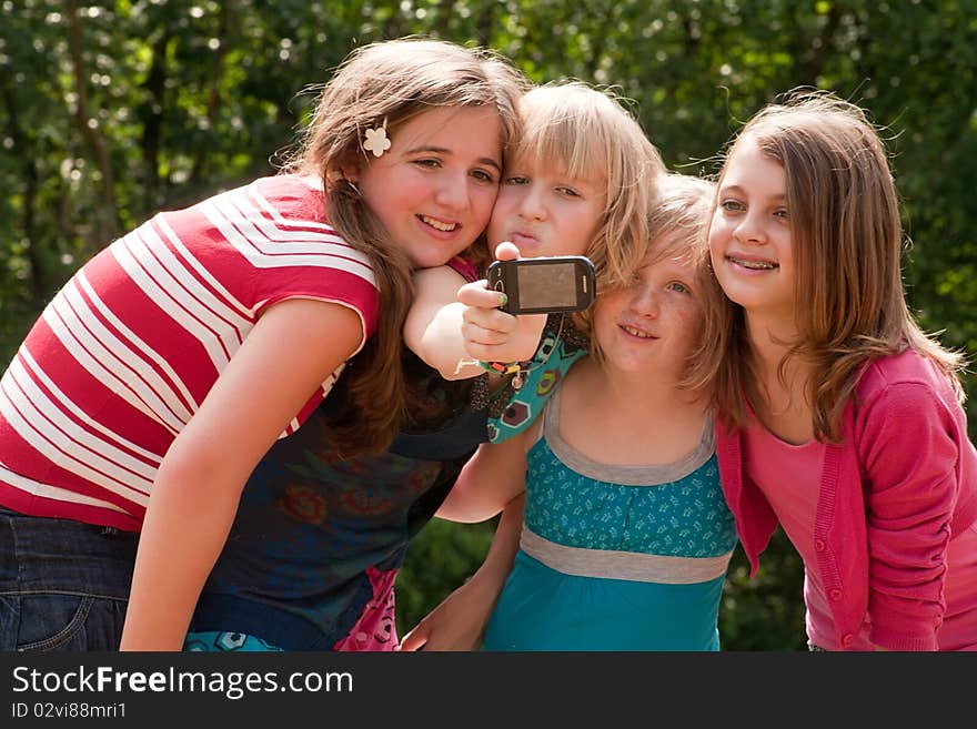 Group of young girls are having fun. Group of young girls are having fun