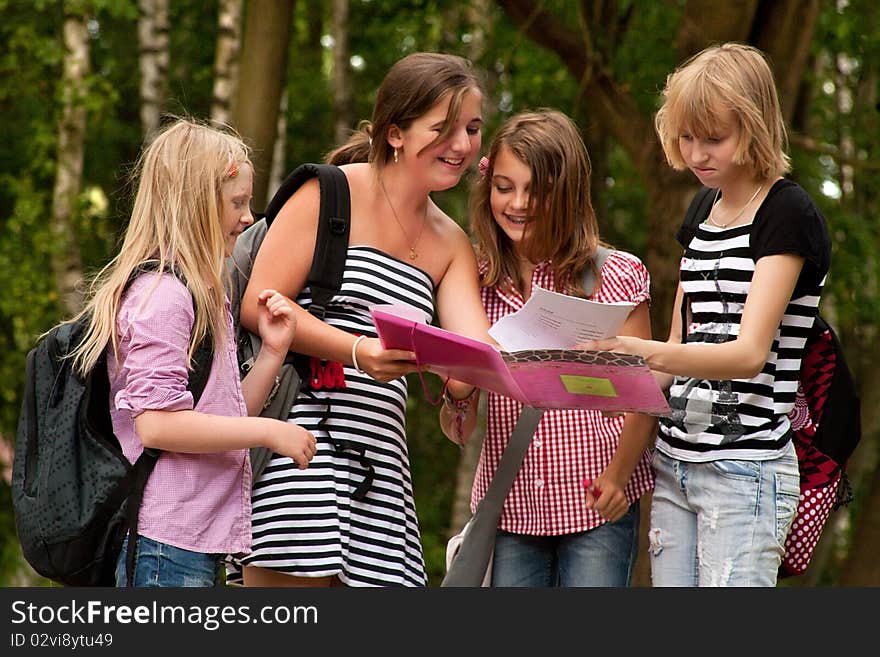 Group of young girls are having fun. Group of young girls are having fun