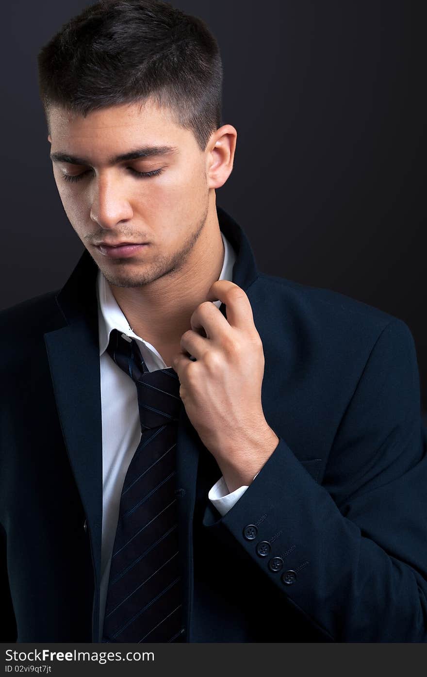 Man in suit and tie with concern