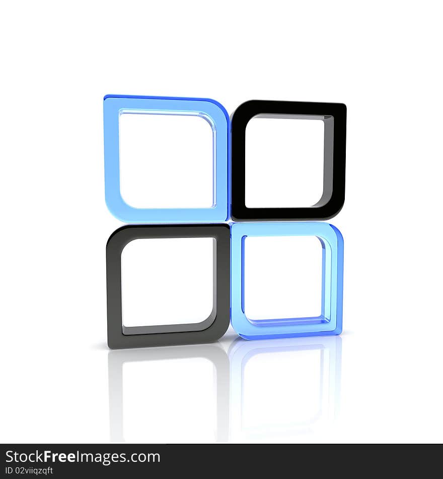 Illustration of design element with glass and black squares. Illustration of design element with glass and black squares