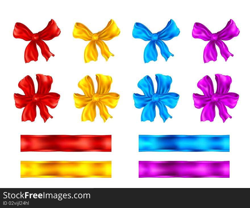 Clipart set of colorful decorative bows and ribbons