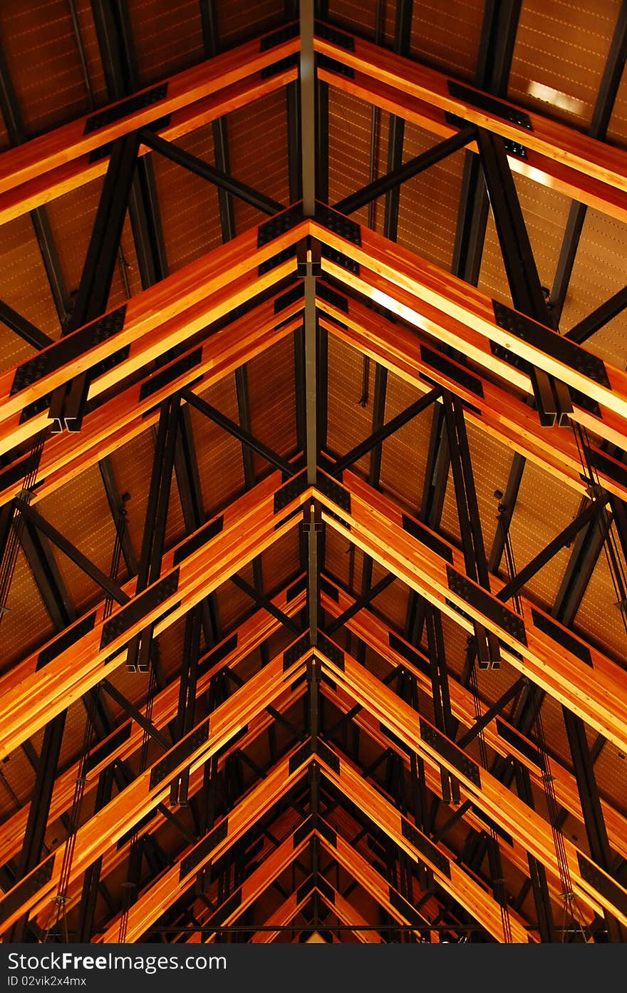 Ceiling beams just under the roof