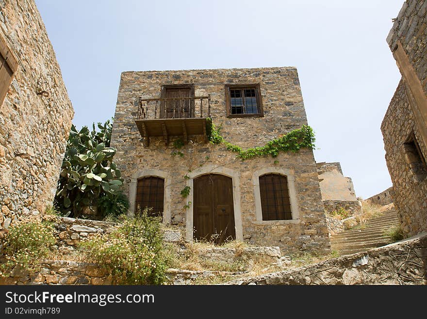 Picturesque Old Double-decker Lopsided Stone House