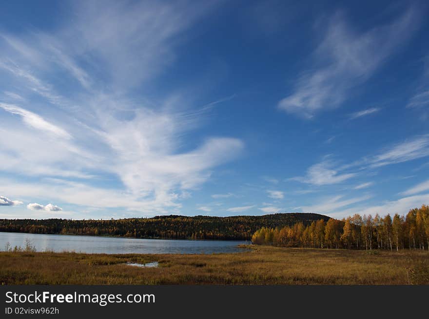 Autumn blue sky in Sweden