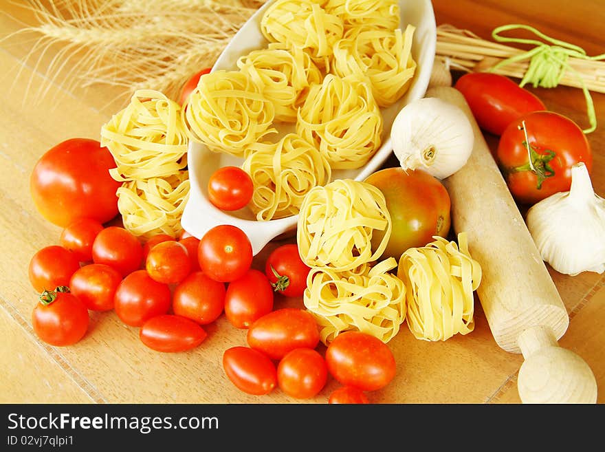 Some ingredients for italian pasta ready to cook. Some ingredients for italian pasta ready to cook