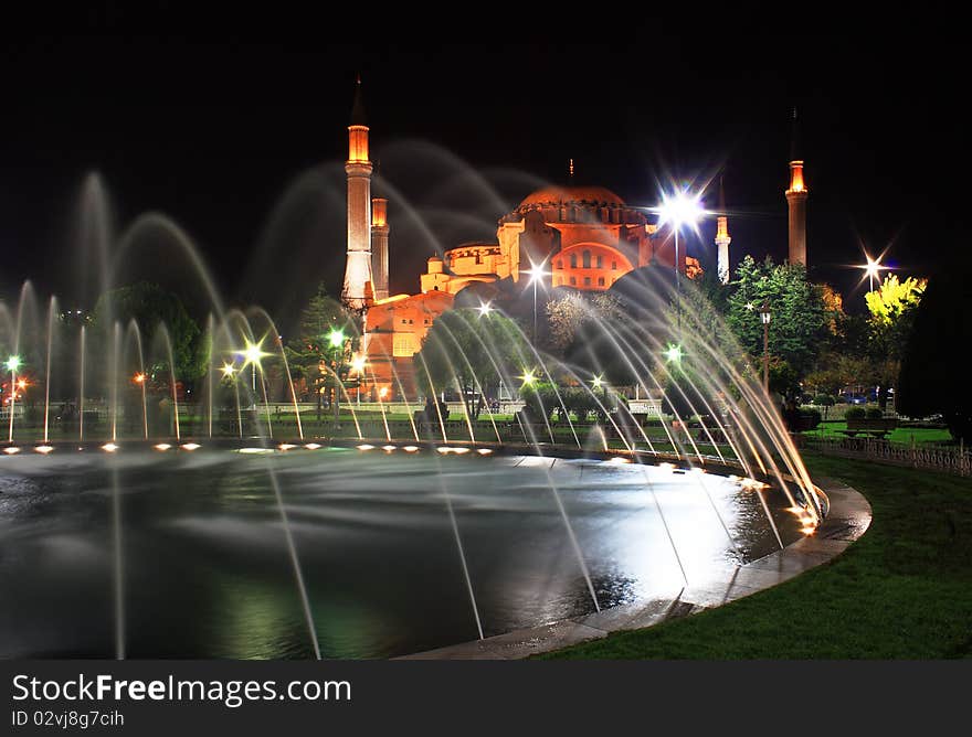 Night view of Haghia Sophia Church in Istanbul, Turkey. Night view of Haghia Sophia Church in Istanbul, Turkey